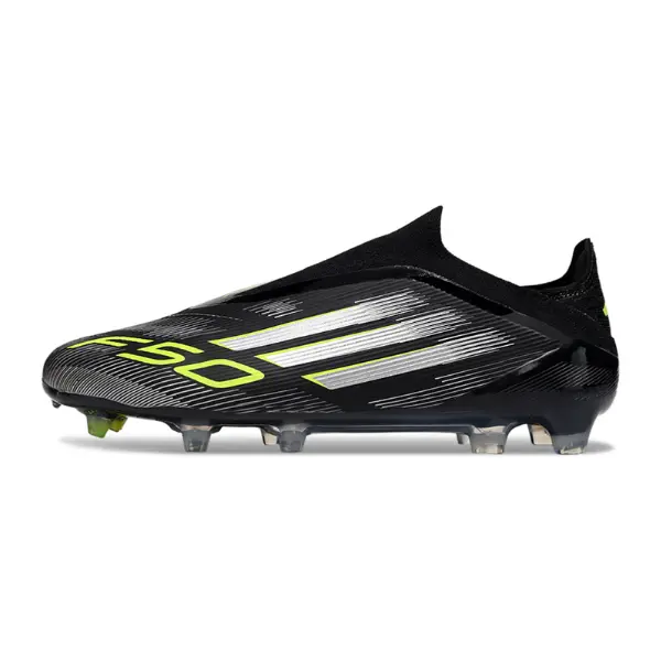 Adidas F50 Elite Laceless Black and White Firm Ground FG Football Boot - Black/Volt