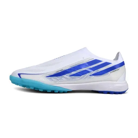 Adidas F50 Hyperfast Laceless Elite White and Blue World Cup Turf TF Football Boot