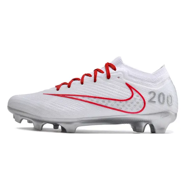 Nike Zoom Mercurial Vapor 15 Elite White Red and Silver Firm Ground FG Kids Football Boot