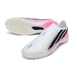 Adidas F50 Hyperfast Laceless Elite White and Light Pink Turf TF Football Boot