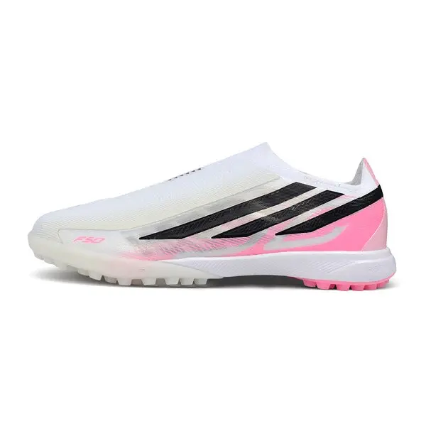 Adidas F50 Hyperfast Laceless Elite White and Light Pink Turf TF Football Boot