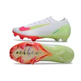 Nike Air Zoom Mercurial Vapor 16 Elite White Pink and Green Firm Ground FG Football Boot