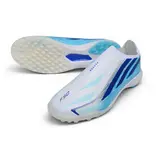 Adidas F50 Hyperfast Laceless Elite White and Light Blue Turf TF Football Boot