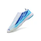 Adidas F50 Hyperfast Laceless Elite White and Light Blue Turf TF Football Boot