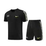 Nike Black and Green Training Set T-Shirt and Shorts