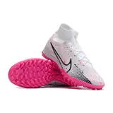 Nike Zoom Mercurial Superfly 9 Elite White and Pink Turf TF Kids Football Boot