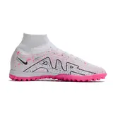 Nike Zoom Mercurial Superfly 9 Elite White and Pink Turf TF Kids Football Boot
