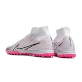 Nike Zoom Mercurial Superfly 9 Elite White and Pink Turf TF Kids Football Boot