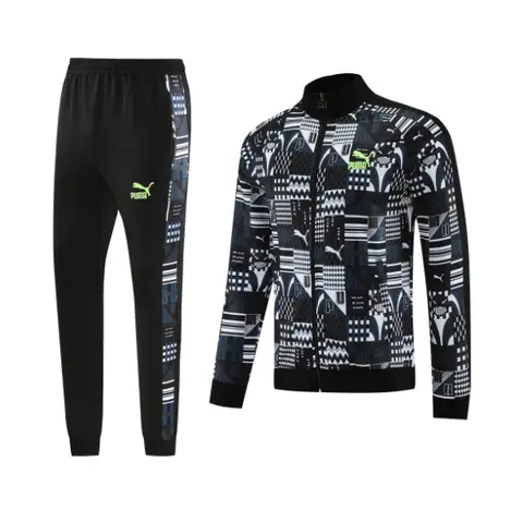Puma Black White Grey Cold Set Jacket and Pants