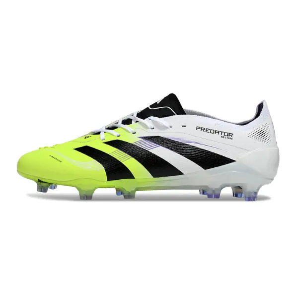 Adidas Predator 25 Elite White and Green Firm Ground FG Football Boot