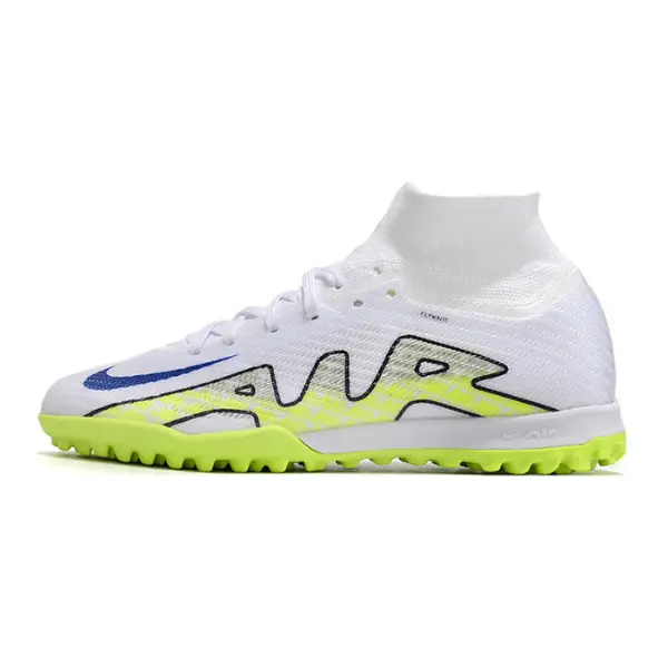 Nike Zoom Mercurial Superfly 9 Elite White and Green Turf TF Kids Football Boot