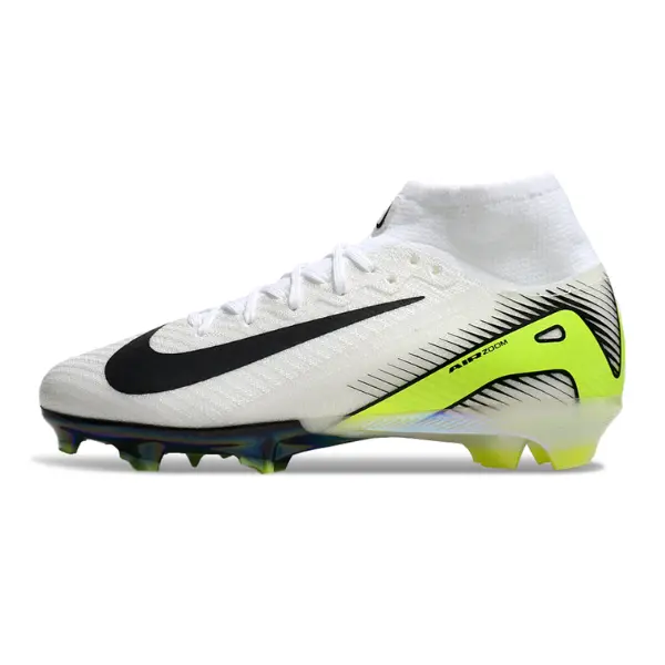 Nike Air Zoom Mercurial Superfly 10 Elite White Green and Black Firm Ground FG Kids Football Boot