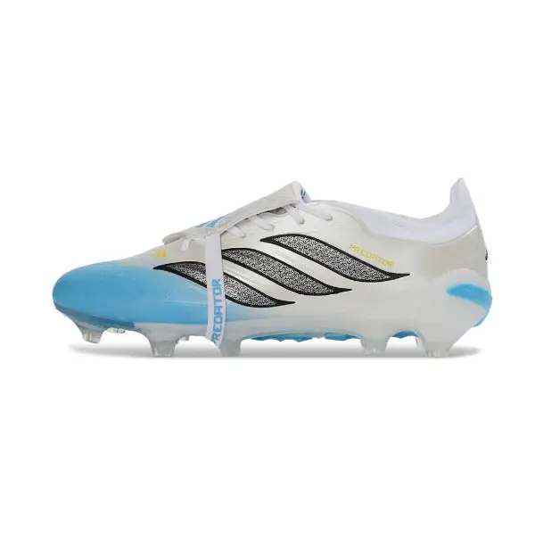 Adidas Predator 26 Elite Tongue White and Blue Firm Ground FG Football Boot