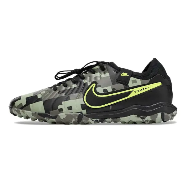 Nike Tiempo 10 Legend Pro Black and Green Camo Turf TF Football Boot
