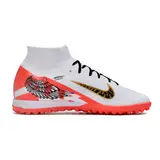 Nike Zoom Mercurial Superfly 9 Elite White Red and Gold Turf TF Kids Football Boot