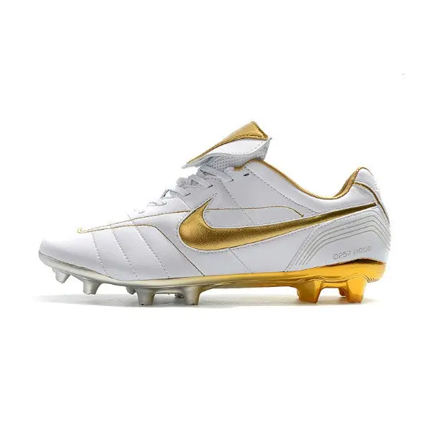 Nike Tiempo 7 R10 Elite White and Golden Firm Ground FG Football Boot