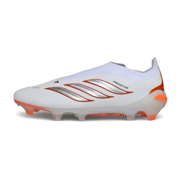 Adidas Predator 26 Elite Laceless White, Black and Orange Firm Ground FG Football Boot