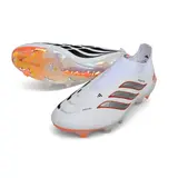 Adidas Predator 26 Elite Laceless White, Black and Orange Firm Ground FG Football Boot