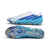 Adidas F50 Hyperfast Laceless Elite White and Light Blue Firm Ground FG Football Boot