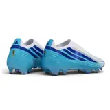 Adidas F50 Hyperfast Laceless Elite White and Light Blue Firm Ground FG Football Boot