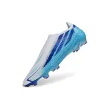 Adidas F50 Hyperfast Laceless Elite White and Light Blue Firm Ground FG Football Boot