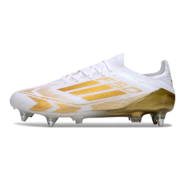 Adidas F50 Primeknit Elite White and Gold Mixed Studs SG Football Boot