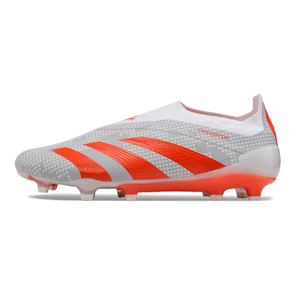 Adidas Predator 30 Elite Laceless White and Orange Firm Ground FG Football Boot - White/Red
