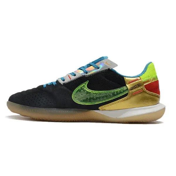 Nike Streetgato Black and Gold Indoor IC Football Boot - Black/Green
