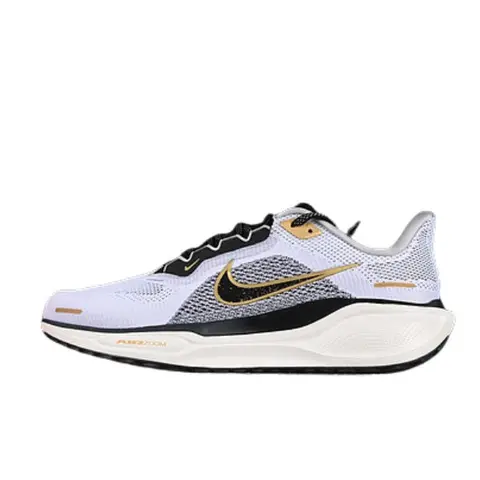 Nike Air Zoom Pegasus 41 White and Gold Running Shoes - Grey/Black