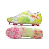 Puma Future 8 Low Cut White, Pink and Yellow Firm Ground FG Football Boot