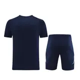 Adidas Dark Blue Training Set T-Shirt and Shorts - Navy/White Stripes
