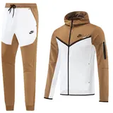 Conjunto de Frio Nike Tech-Fleece Casaco + Calça Marrom e Branco - Kleato Futebol