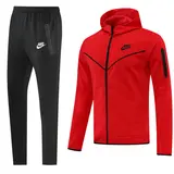 Conjunto de Frio Nike Tech-Fleece Casaco + Calça Vermelha e Preta - Kleato Futebol