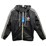 Adidas Black Windbreaker Jacket - Trefoil Gold Trim