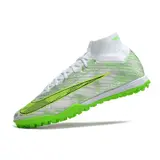 Nike Zoom Mercurial Superfly 9 Elite Silver and Green Turf TF Football Boot