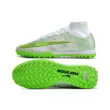 Nike Zoom Mercurial Superfly 9 Elite Silver and Green Turf TF Football Boot