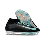 Nike Air Zoom Mercurial Superfly 10 Elite Black White and Light Blue Firm Ground FG Kids Football Boot