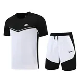 Nike White and Black Training Set T-Shirt and Shorts