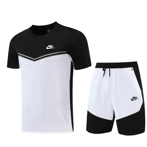 Nike White and Black Training Set T-Shirt and Shorts