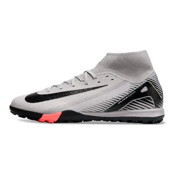 Nike Zoom Mercurial Superfly 10 Elite Gray and Black Turf TF Football Boot