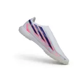 Adidas F50 Hyperfast Laceless Elite White, Pink and Purple Turf TF Football Boot