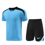 Nike Light Blue and Black Training Set T-Shirt and Shorts
