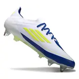 Adidas F50 Primeknit Elite White Blue and Yellow Mixed Studs SG Football Boot Messi