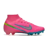 Nike Zoom Mercurial Superfly 9 Elite Pink and Blue Firm Ground FG Kids Football Boot