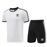 Adidas White and Black Training Set T-Shirt and Shorts - Trefoil Logo