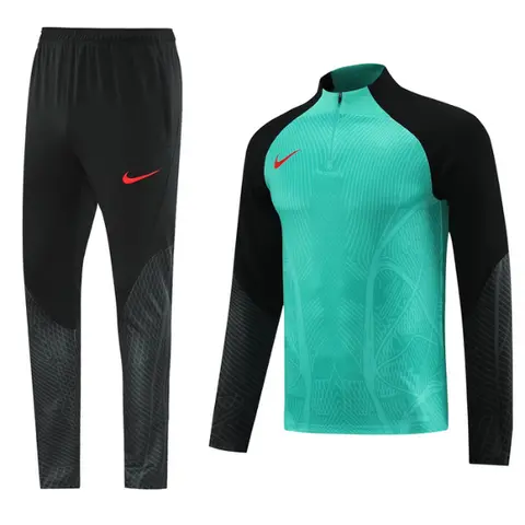 Nike Light Blue and Black Cold Set Quarter-Zip Top and Pants - Teal/Black