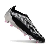 Adidas Predator 30 Elite Laceless Black White and Gray Firm Ground FG Football Boot - White/Black Print