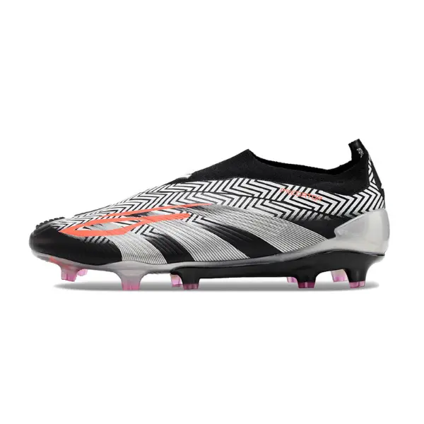 Adidas Predator 30 Elite Laceless Black White and Gray Firm Ground FG Football Boot - White/Black Print