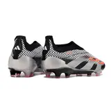 Adidas Predator 30 Elite Laceless Black White and Gray Firm Ground FG Football Boot - White/Black Print