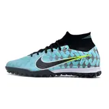 Nike Zoom Mercurial Superfly 9 Elite Light Blue and Black Turf TF Kids Football Boot